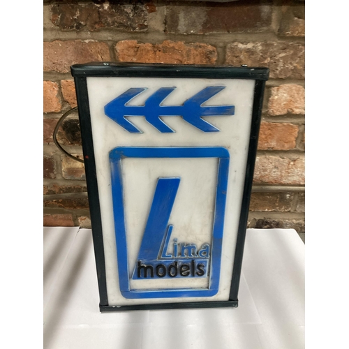 346 - A LIMA MODELS ILLUMINATED SIGN, HEIGHT 43.5CM, WIDTH 26CM, DEPTH 10.5CM