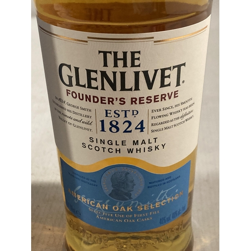 304 - A BOXED BOTTLE OF THE GLENLIVET FOUNDER'S RESERVE SINGLE MALT SCOTCH WHISKY - AMERICAN OAK SELECTION... 