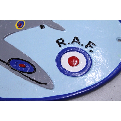 125 - AN ALUMINIUM RAF SPITFIRE WALL PLAQUE