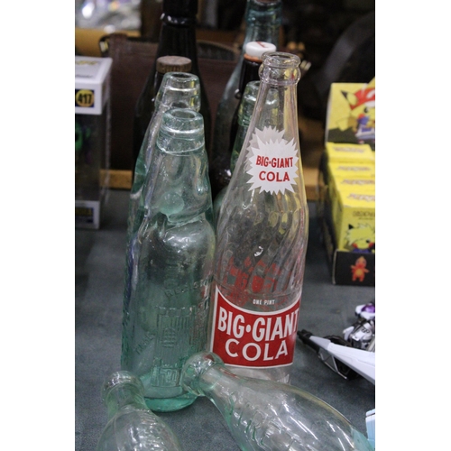 294 - A COLLECTION OF VINTAGE TORPEDO BOTTLES, MARBLE BOTTLES, ETC