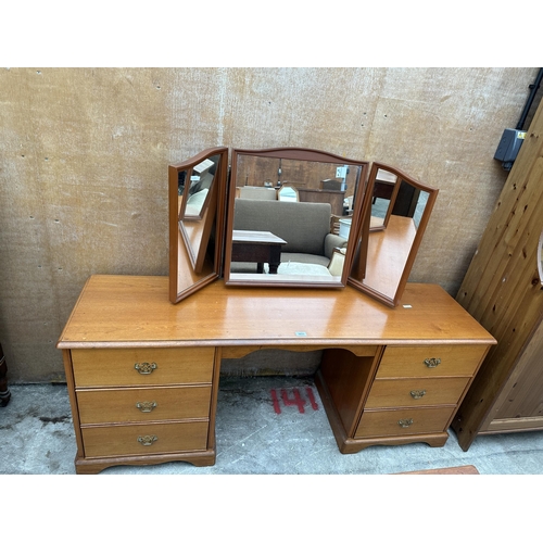 3033 - A STAG TWIN-PEDESTAL DRESSING TABLE - 63