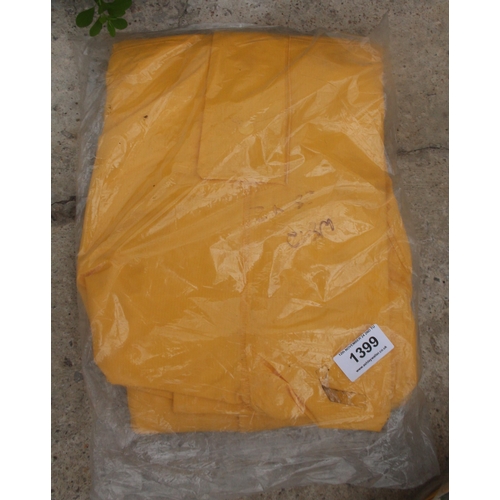 1399 - 2 PAIRS OF PVC YELLOW OVERALLS  + VAT