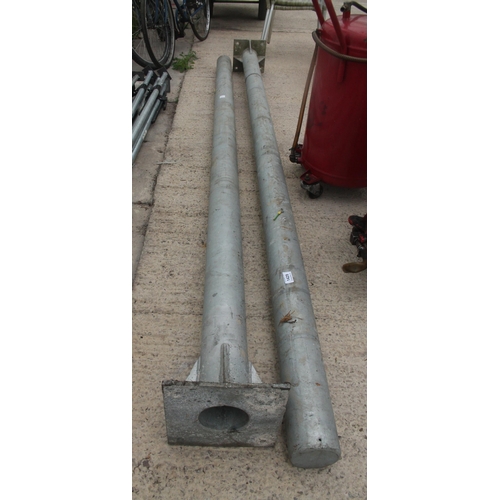 1429 - 2 GALVANISED GATE POST NO VAT