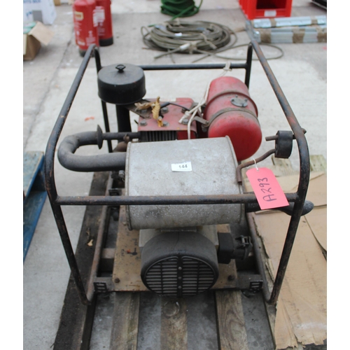 144 - PETROL 240V GENERATOR, UNTESTED  WITH VILLIERS PETROL ENGINE 240V OUTPUT NO VAT