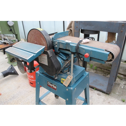 20 - CLARKE BELT SANDER AND GRINDER 240V  IN WORKING ORDER  NO VAT