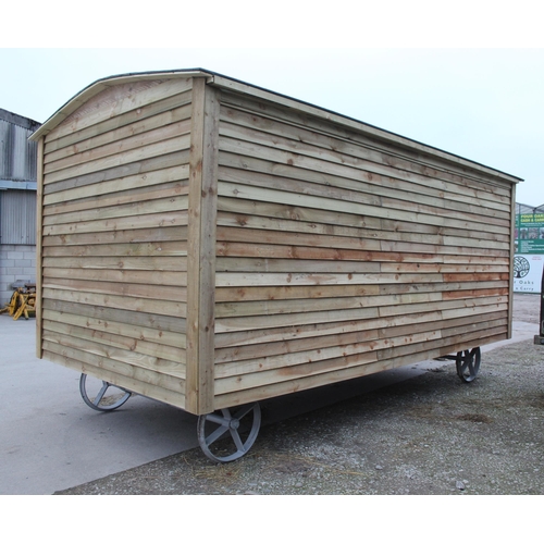 207 - A SHEPHERD'S HUT 16' X 8' FULLY INSULATED WOOD BURNER IT WILL FIT ON A CAR TRAILER NO VAT