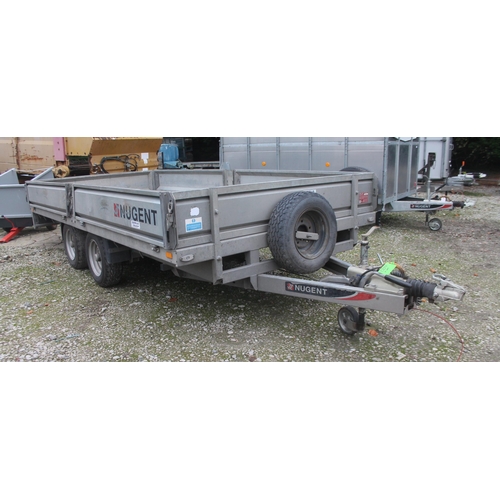 227 - A NUGENT F4320H 14FT x 6FT TWIN AXLE FLATBED TRAILER + VAT