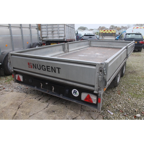 227 - A NUGENT F4320H 14FT x 6FT TWIN AXLE FLATBED TRAILER + VAT