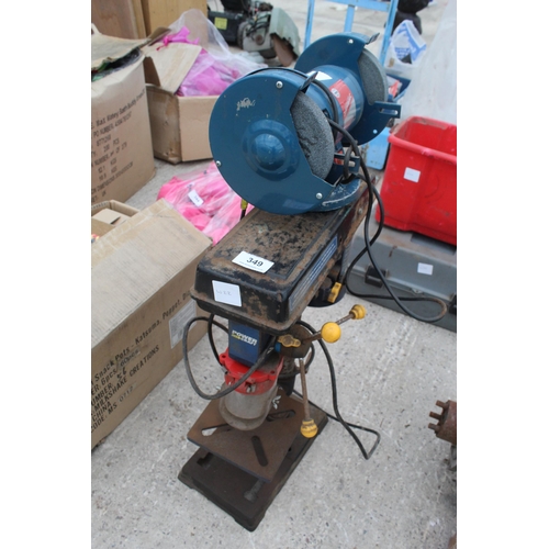 349 - STAND DRILL AND GRINDER  IN WORKING ORDER  NO  VAT