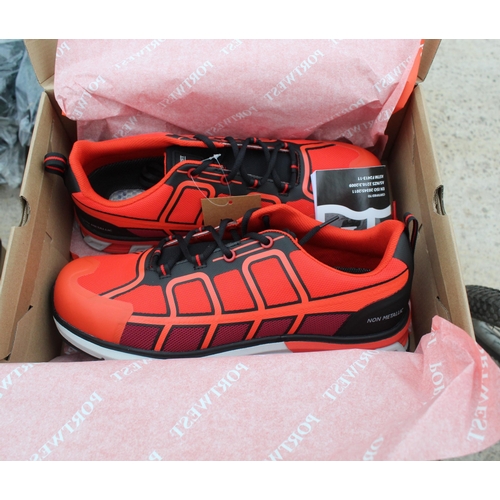 371 - 5 BOXES OF PORTWELL RED SAFETY TRAINERS SIZE  11  NO  VAT