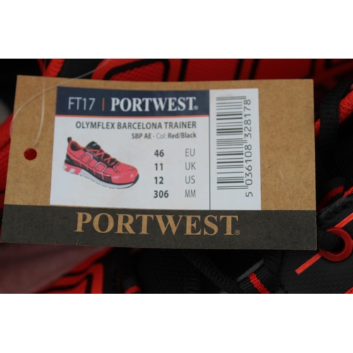 371 - 5 BOXES OF PORTWELL RED SAFETY TRAINERS SIZE  11  NO  VAT