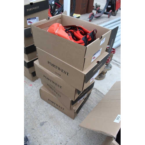 372 - 5 BOXES OF PORTWELL RED  SAFETY TRAINERS   SIZE 5   NO  VAT