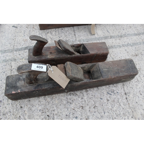 409 - 2 ANTIQUE HAND PLANES  NO VAT