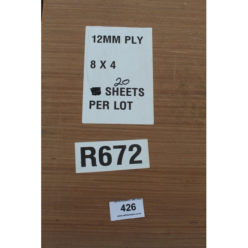 426 - 20 SHEETS 8 X 4 PLY  NO VAT