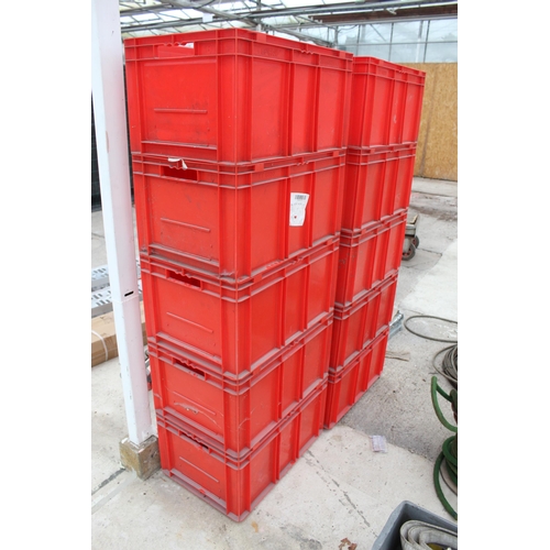 476 - 10 RED STACKABLE LIN BINS  + VAT