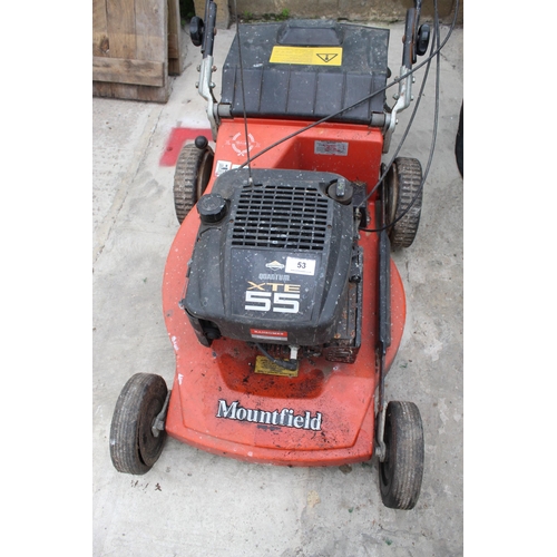 53 - MOUNTFIELD MOWER IN WORKING ORDER  NO VAT