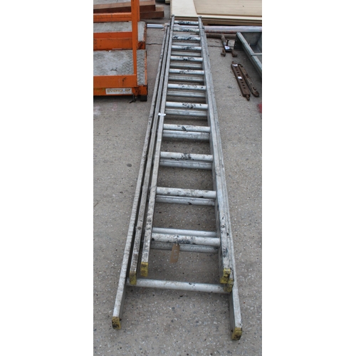 571 - 12 STEP TRIPLE ALUMINIUM LADDER NO VAT