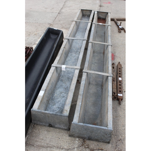 580 - 2 x 9FT GALVANISED FEEDING TROUGHS NO VAT