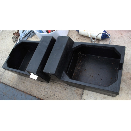 582 - 2 BLACK PLASTIC WATER TROUGHS NO VAT