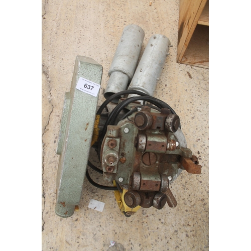 637 - SAW AND 2 SMALL GALVANISED PIPES  + VAT