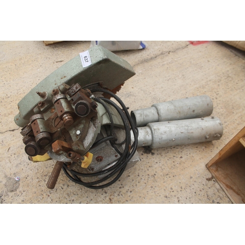 637 - SAW AND 2 SMALL GALVANISED PIPES  + VAT