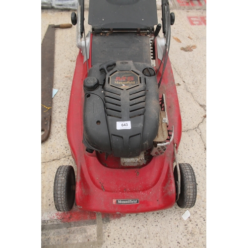 643 - MOUNTFIELD M5 REAR ROLLER MOWER IN WORKING ORDER  NO VAT