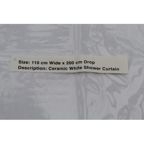 660 - 25 CERAMIC WHITE SHOWER CURTAINS 110 CM WIDE 200 CM DEEP  + VAT