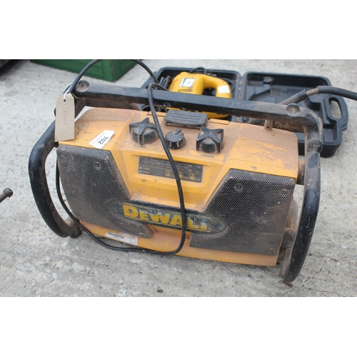 702 - DEWALT RADIO IN WORKING ORDER  NO VAT