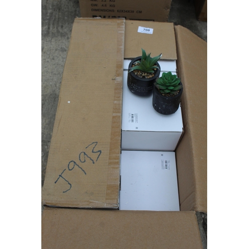 708 - 12 BOXES OF 2 TINY PLANTERS  NO VAT