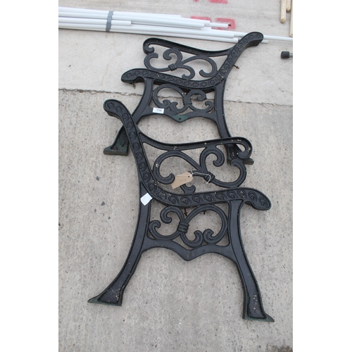 719 - 2 CAST IRON BENCH ENDS  NO VAT