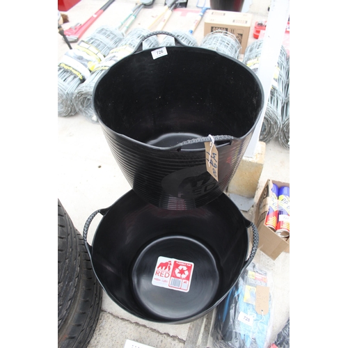 726 - 3 NEW BLACK HEAVY DUTY TUBS  NO VAT