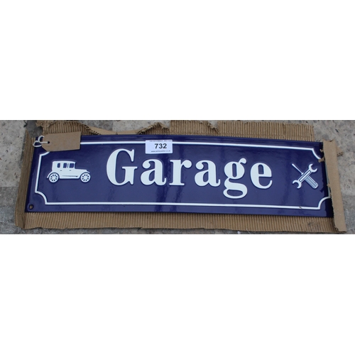 732 - NEW BLUE GARAGE ENAMEL SIGN  NO VAT