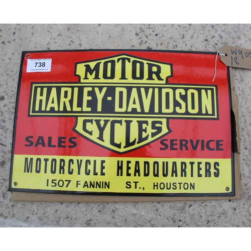 738 - HARLEY DAVIDSON HEAVY DUTY METAL ENAMEL  15 X 11