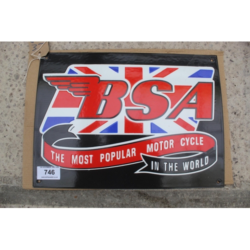 746 - BSA HEAVY DUTY METAL RAISED ENAMEL 15 X 11