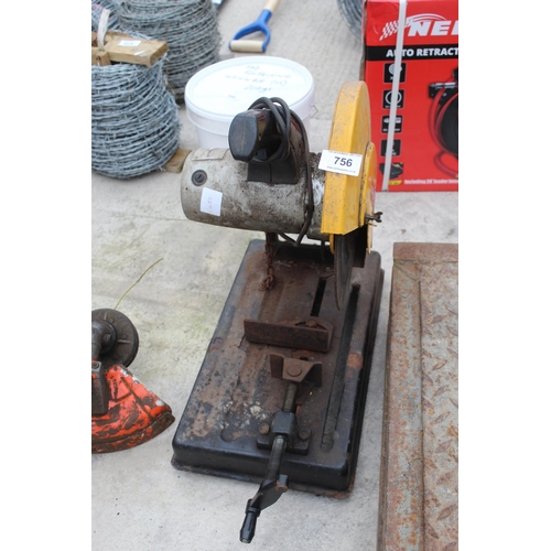 756 - METAL CHOP SAW IN WORKING ORDER  NO VAT