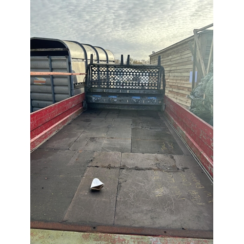 215 - A 14FT TWIN AXLE TRAILER WITH REAR TAIL LIFT, RECENT NE BRAKES, TYRE AND LIGHTS NO VAT