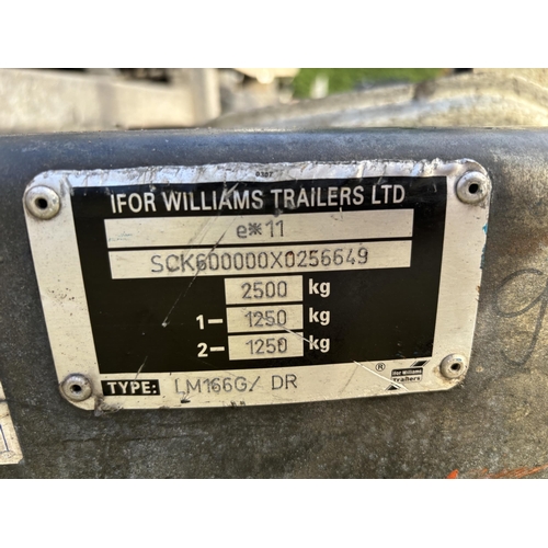 298 - AN IFOR WILLIAMS 16FT TWIN AXLE 3.5 TON FLATBED TRAILER WITH METAL GREEDY FRAME +VAT