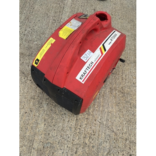 321A - A KRAFTECH KT2000 PETROL SUITCASE GENERATOR NO VAT