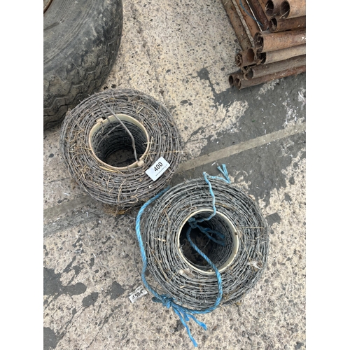 400 - TWO ROLLS BARBED WIRE  NO VAT