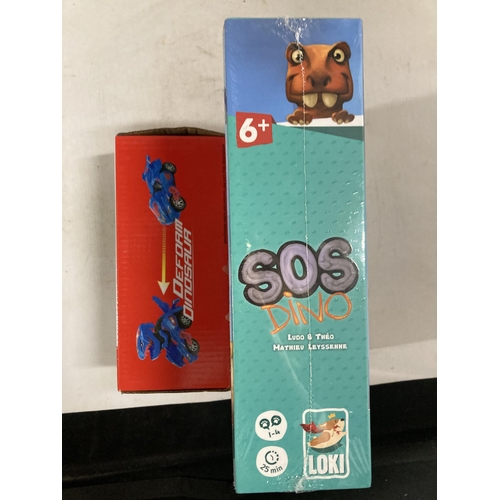 486 - A BOXED SOS DINO - AS NEW IN PACKAGING PLUS A BOXED DEFORM DINOSAUR