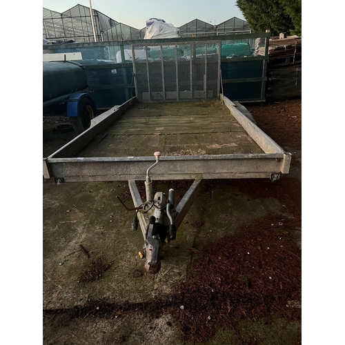 223 - GALVANISED PLANT TRAILER 14' LONG 6' WIDE DROP DOWN RAMP NO VAT