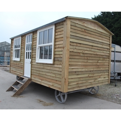 207 - A SHEPHERD'S HUT 16' X 8' FULLY INSULATED WOOD BURNER IT WILL FIT ON A CAR TRAILER NO VAT