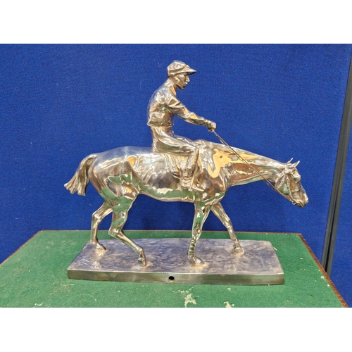 1 - A RARE MANX DERBY TROPHY, THE SILVER PLATED MODEL OF A JOCKEY ON A RACE HORSE BY WILHELM ZWICK (1871... 