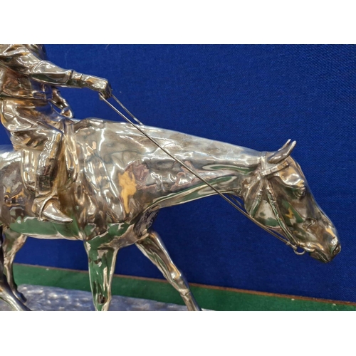 1 - A RARE MANX DERBY TROPHY, THE SILVER PLATED MODEL OF A JOCKEY ON A RACE HORSE BY WILHELM ZWICK (1871... 