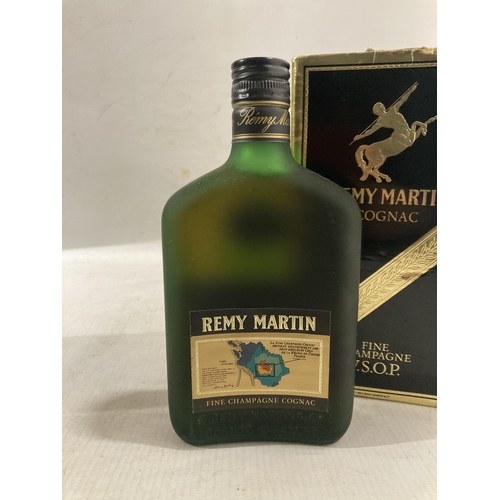 318 - A 68 CL BOTTLE OF REMY MARTIN V.S.O.P FRENCH COGNAC TOGETHER WITH A SMALLER BOXED BOTTLE OF THE SAME