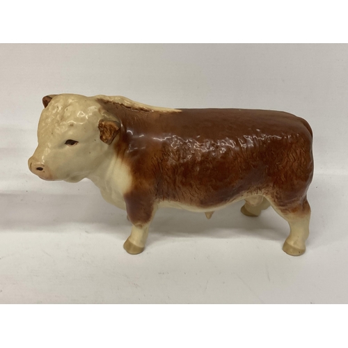 826 - A LARGE HEREFORD BULL AND COW IN A MATT FINISH TOGETHER WITH A CALF