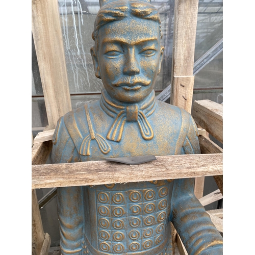 1502 - A TALL FIBRE GLASS CHINESE SOLDIER (H:150CM)