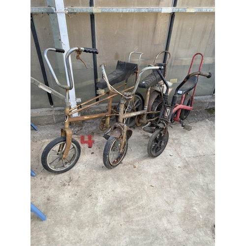 1515 - THREE VINTAGE CHILDS BIKES TO INCLUDE TWO RALEIGHS