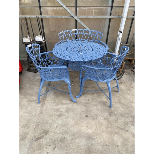 1516 - A DECORATIVE PATIO BISTRO SET COMPRISING OF A ROUND TABLE, A SMALL BENCH AND TWO CARVER CHAIRS