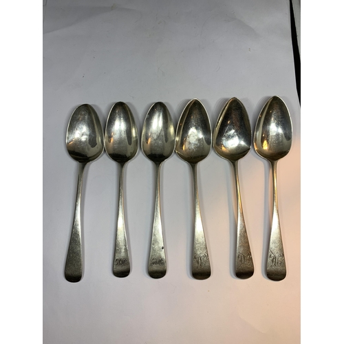 14 - SIX HALLMARKED GEORGIAN TEASPOONS FIVE BELIEVED 1803 AND ONE 1828 GROSS WEIGHT 76.3 GRAMS